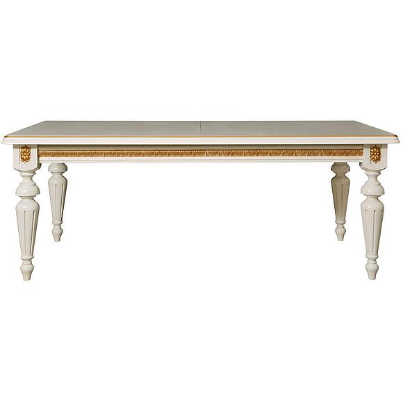 Стол «Милана 1РД» П4.265.0.23(390.01), Основной материал: МДФ+шпон, Цвет: Слоновая кость с золочением