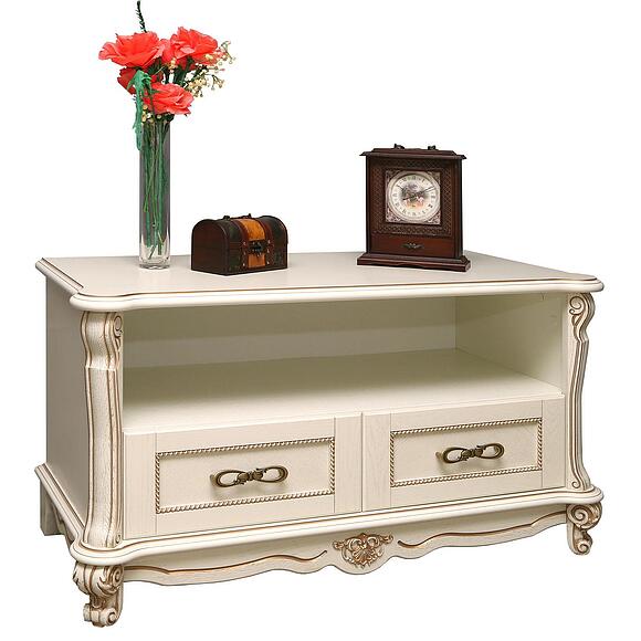 Тумба «Алези» П1.350.0.17 (П350.17), Основной материал: массив дуба, Цвет: Слоновая кость с золочением