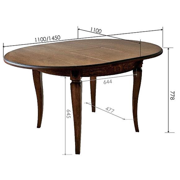 Стол «Милана 12А» П4.265.0.27(318.08), Основной материал: массив дуба, Цвет: Черешня