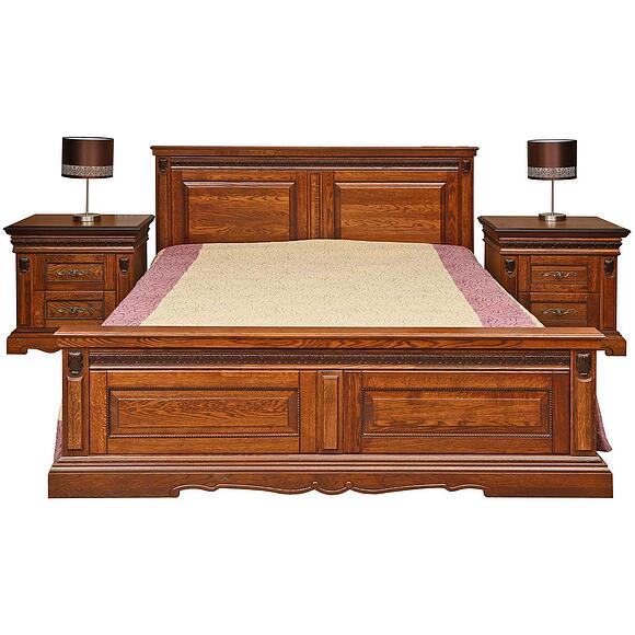 Кровать двойная «Милана» высокое изножье, Основной материал: массив дуба, Цвет: Черешня, Механизм трансформации: без механизма, Спальное место: 2000x1600 мм, Размер: 2197х1772х1035