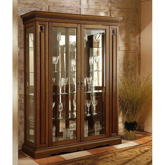 Шкаф с витриной «Милана 5» П4.265.0.05(265.05), Основной материал: массив дуба, Цвет: Черешня