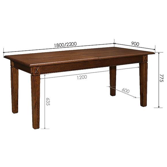 Стол «Верди» П4.487.4.12 (П106.04), Основной материал: массив дуба, Цвет: Дуб рустикаль с патинированием