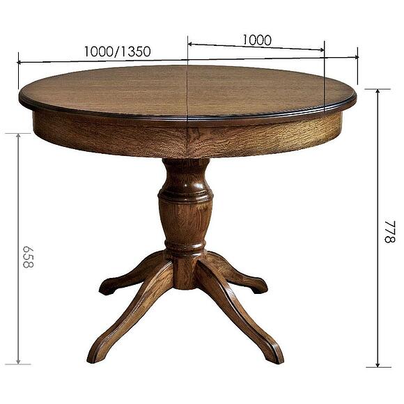 Стол «Верди» П4.487.4.03 (317.01), Основной материал: массив дуба, Цвет: Дуб рустикаль с патинированием