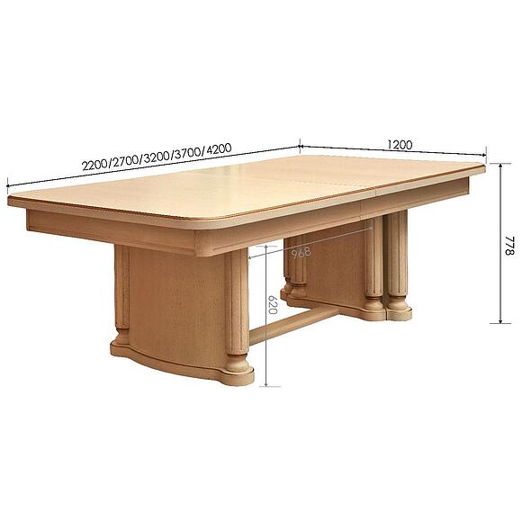 Стол обеденный «Гранд» П4.332.4.01 (332.01), Основной материал: МДФ+шпон, Цвет: Слоновая кость с золочением
