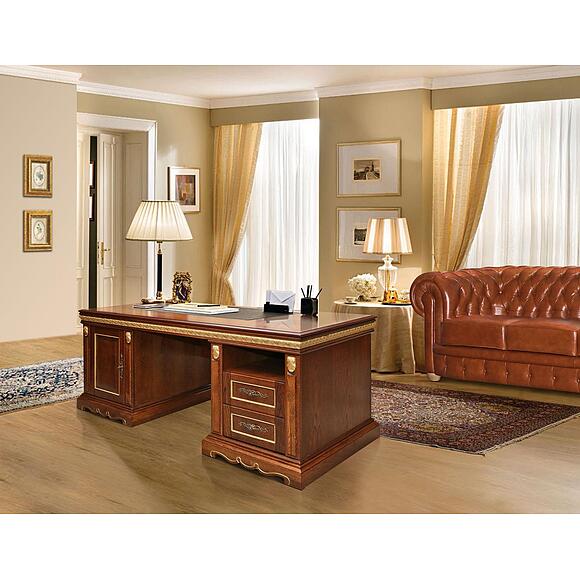 Стол «Милана 1П» П4.265.2.01(396.01), Основной материал: массив дуба, Цвет: Черешня с золочением