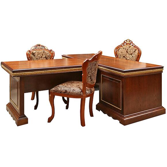 Стол «Милана 2П» П4.265.2.02(396.02), Основной материал: массив дуба, Цвет: Черешня с золочением