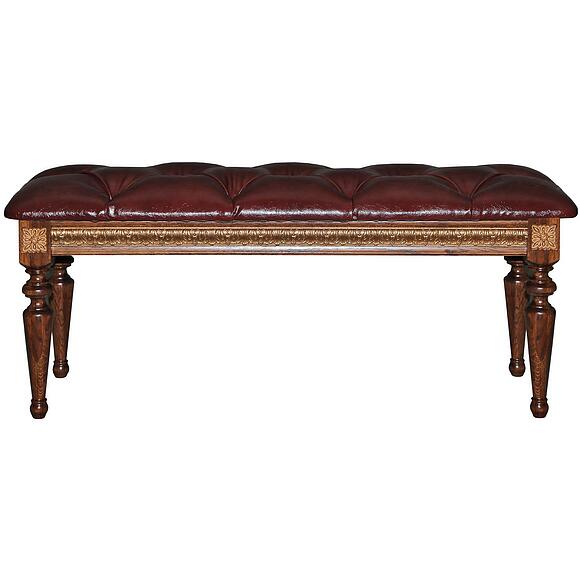 Банкетка «Милана 25» П4.265.1.25(294.25), Основной материал: натуральная кожа, Цвет: Черешня с золочением