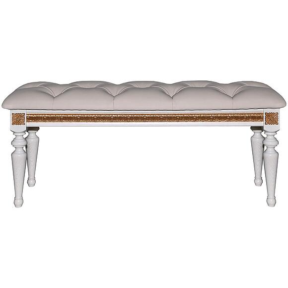 Банкетка «Милана 25» П4.265.1.25(294.25), Основной материал: ткань, Цвет: Слоновая кость с золочением