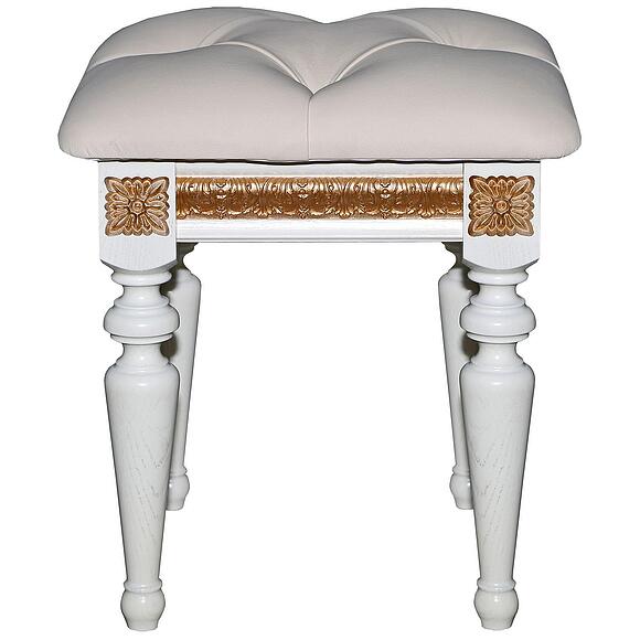 Банкетка «Милана 26» П4.265.1.26(294.26), Основной материал: натуральная кожа, Цвет: Слоновая кость с золочением