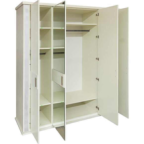 Шкаф для одежды «Тунис» П6.343.1.09-01 (П344.09), Основной материал: массив дуба, Цвет: Слоновая кость с серебром