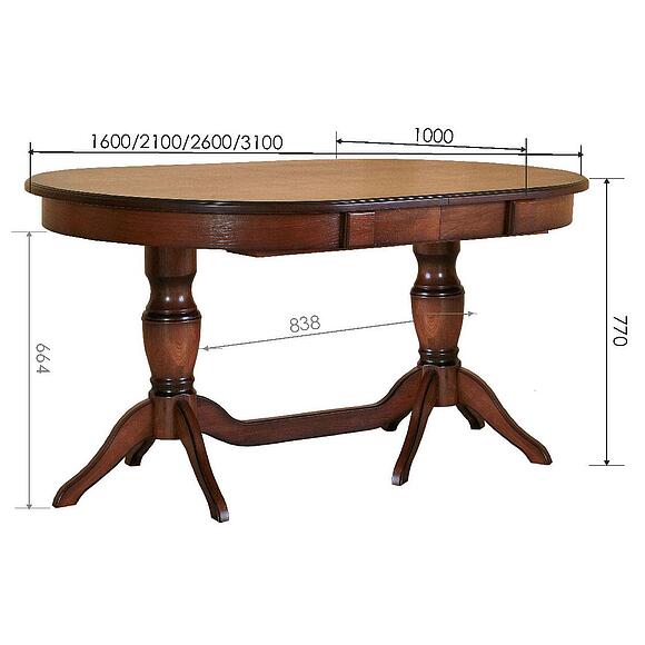 Стол обеденный «Верди» П4.487.4.15 (П106.15), Основной материал: массив дуба, Цвет: Дуб рустикаль с патинированием