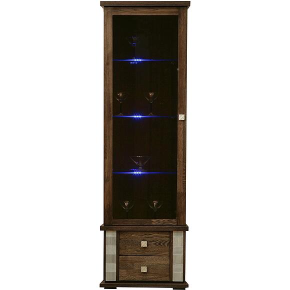 Шкаф с витриной «Тунис» П6.343.0.21-01 (П343.21Ш), Основной материал: ДСП+шпон, Цвет: Венге с серебром