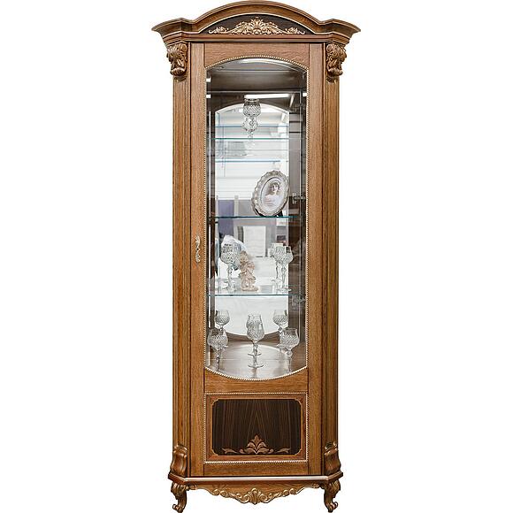 Шкаф-витрина «Альба» П4.485.0.08 (П485.08), Основной материал: массив дуба, Цвет: Палисандр с золочением