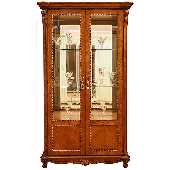 Шкаф с витриной «Алези» П1.350.0.19 (П350.19), Основной материал: массив дуба, Цвет: Античная бронза