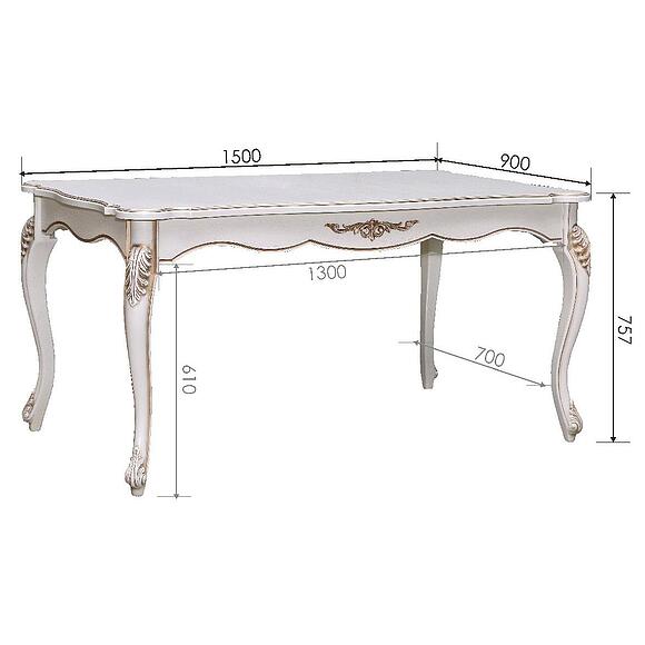 Стол обеденный «Алези» П1.350.4.07 (П353.07), Основной материал: массив дуба, Цвет: Слоновая кость с золочением