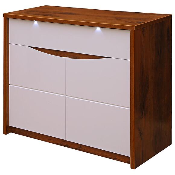 Тумба «Монако» П510.10, Основной материал: МДФ+ПВХ, Цвет: Дуб Саттер+Белый глянец (Dub_Satter-Belyj_glyanec_Tumba_Monako_P510-10_s-podsvetkoj.jpg) Тумба «Монако» П510.10, Основной материал: МДФ+ПВХ, Цвет: Дуб Саттер+Белый глянец