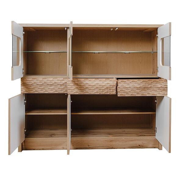 Шкаф с витриной «Рондо 6» П553.06 (уценка), Цвет: Дуб Вотан + белый (shkaf_s_vitrinoy_6_rondo_p553_06_3.jpg) Шкаф с витриной «Рондо 6» П553.06 (уценка), Цвет: Дуб Вотан + белый