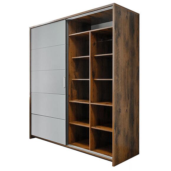 Шкаф-купе для одежды «Монако» П6.528.1.15 (П528.15), Основной материал: МДФ+ПВХ, Цвет: Дуб Саттер+Серый Мокко