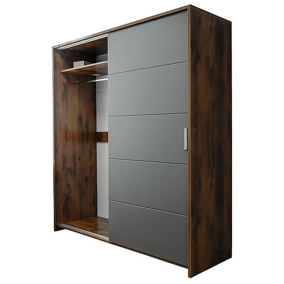 Шкаф-купе для одежды «Монако» П6.528.1.15 (П528.15), Основной материал: МДФ+ПВХ, Цвет: Дуб Саттер+Серый Мокко
