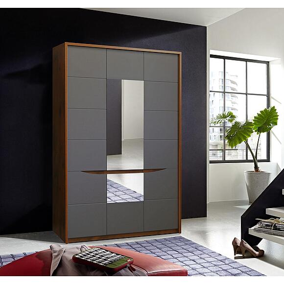 Шкаф для одежды 3д «Монако» П6.528.1.07-01 (П528.07), Основной материал: МДФ+ПВХ, Цвет: Дуб Саттер+Серый Мокко