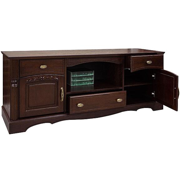 Тумба под ТВ «Паола» БМ2.671.0.33(2103), Основной материал: массив дуба, Цвет: Горячий шоколад