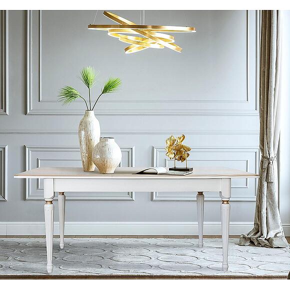 Стол обеденный «Премьер» П4.613.4.05 (П613.05), Основной материал: массив дуба, Цвет: Слоновая кость с золочением (stol-obed-_Premyer-1R_P613-05.jpg) Стол обеденный «Премьер» П4.613.4.05 (П613.05), Основной материал: массив дуба, Цвет: Слоновая кость с золочением