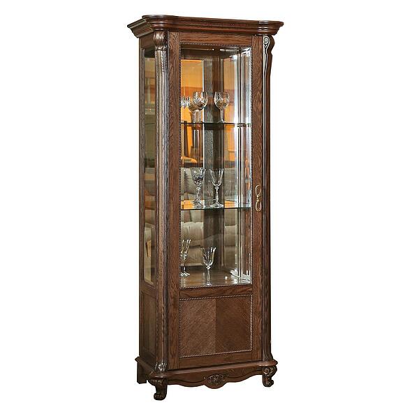 Шкаф-витрина «Алези» П1.350.0.08-01 (П350.08-01), Основной материал: массив дуба, Цвет: Табак