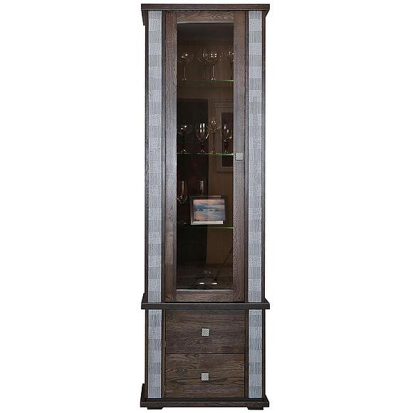 Шкаф с витриной «Тунис» П6.343.0.19-01 (П343.19Ш), Основной материал: массив дуба, Цвет: Слоновая кость с золочением