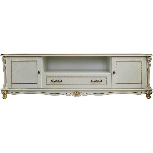 Тумба ТВ «Алези» П1.350.0.27 (П350.27), Основной материал: массив дуба, Цвет: Слоновая кость с золочением