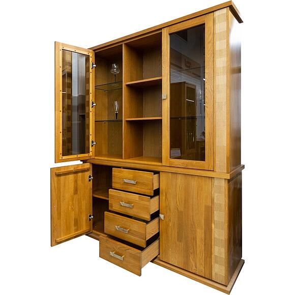 Шкаф 3д «Тунис» П6.343.0.06 (П343.06Ш), Основной материал: массив дуба, Цвет: дуб рустикаль с золочением