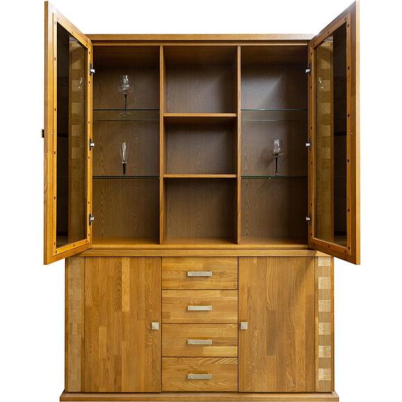 Шкаф 3д «Тунис» П6.343.0.06 (П343.06Ш), Основной материал: массив дуба, Цвет: дуб рустикаль с золочением