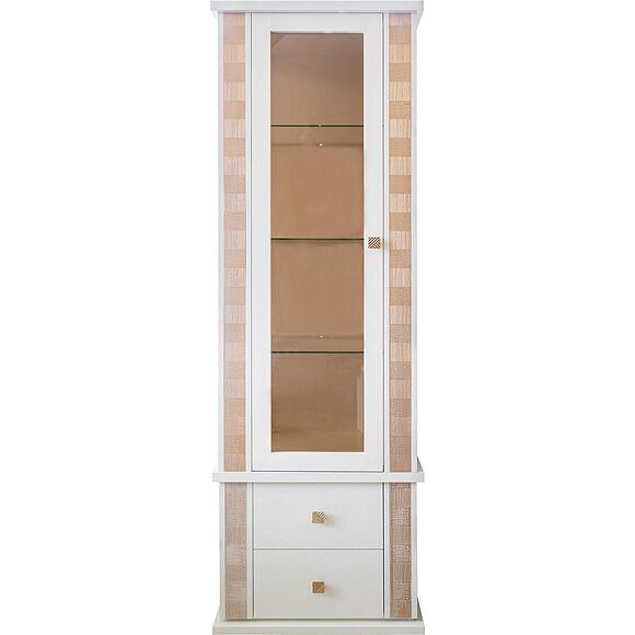 Шкаф с витриной «Тунис» П6.343.0.19-01 (П343.19Ш), Основной материал: массив дуба, Цвет: Слоновая кость с золочением