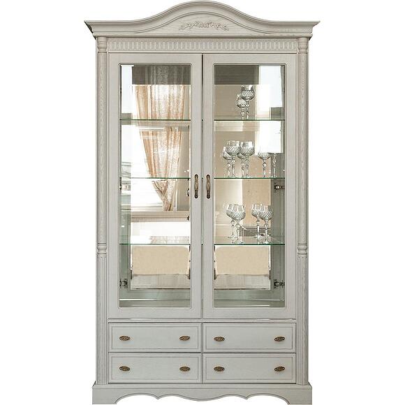 Шкаф с витриной 2д «Паола» БМ2.671.0.06(2114), Основной материал: массив дуба, Цвет: Розовый пепел