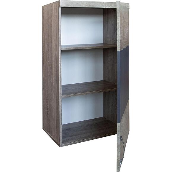 Шкаф навесной «Амаранти» П563.06, Основной материал: ЛДСП, Цвет: Дуб тобакко синхро + Шагрень графит (4J4A4194.jpg) Шкаф навесной «Амаранти» П563.06, Основной материал: ЛДСП, Цвет: Дуб тобакко синхро + Шагрень графит