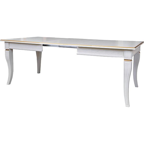 Стол обеденный «Кинг» П4.193.4.07 (П613.07), Основной материал: МДФ+шпон, Цвет: Слоновая кость с золочением