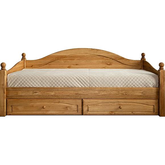 Кровать 1-09 «Лотос» БМ2.701.1.40(2186), Основной материал: массив сосны, Цвет: Искусственное старение, Спальное место: 2000х900 мм, Размер: 2103х1010х894