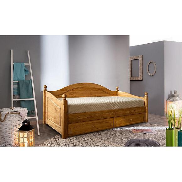 Кровать 1-09 «Лотос» БМ2.701.1.40(2186), Основной материал: массив сосны, Цвет: Искусственное старение, Спальное место: 2000х900 мм, Размер: 2103х1010х894