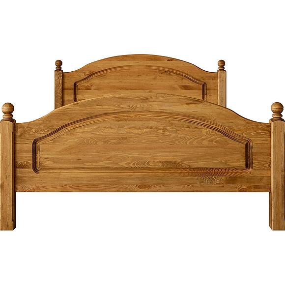 Кровать двойная «Лотос» БМ2.701.1.14/2.701.1.10, Основной материал: массив сосны, Цвет: Искусственное старение, Спальное место: 2000x1600 мм, Размер: 2100х1686х860