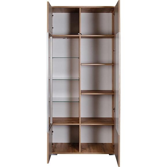 Шкаф с витриной «Гелиос» П550.01, Основной материал: ЛДСП+МДФ, Цвет: Дуб Вотан + белый (550-01.jpg) Шкаф с витриной «Гелиос» П550.01, Основной материал: ЛДСП+МДФ, Цвет: Дуб Вотан + белый