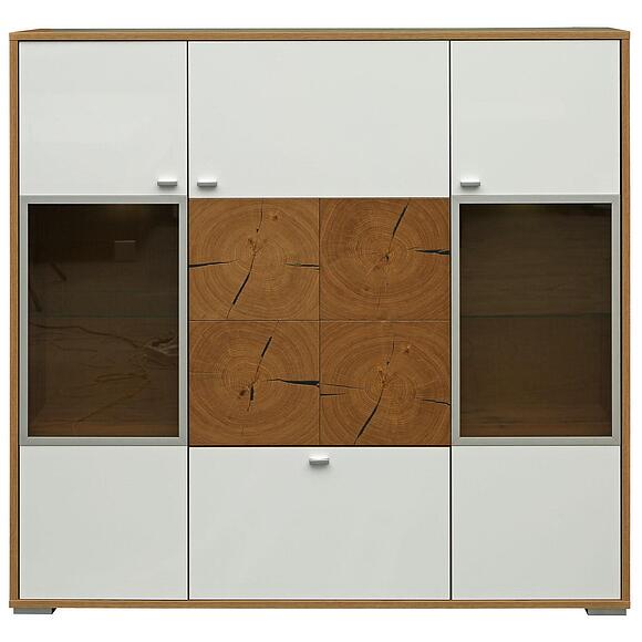 Шкаф с витриной «Гелиос» П550.02, Основной материал: ЛДСП+МДФ, Цвет: Дуб Вотан + белый (shkaf_s_vitrinoi_gelios_550_02_25aebfc829d0fa.jpg) Шкаф с витриной «Гелиос» П550.02, Основной материал: ЛДСП+МДФ, Цвет: Дуб Вотан + белый