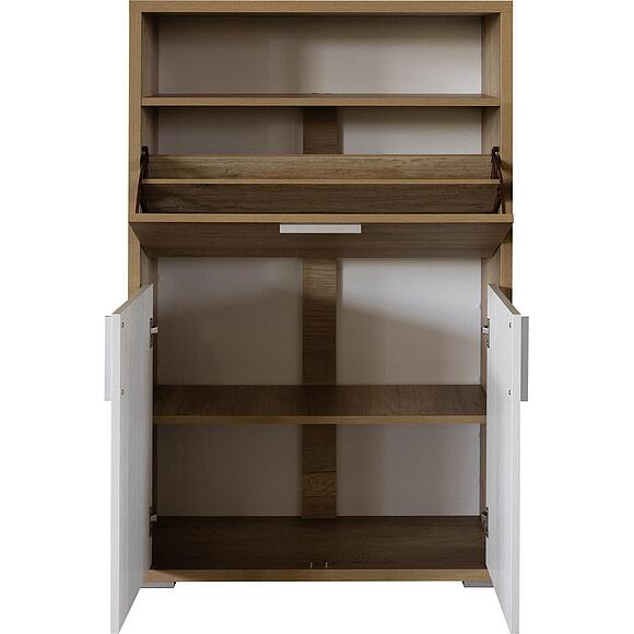 Тумба для обуви «Верес»  П3.564.3.07(564.07), Основной материал: ЛДСП, Цвет: Дуб бордо лайт+Дуб каньон (Tumba_dlya_obuvi_Veres_P_3-564-3-7_dub_bordo_lait-dub_kanion__.jpg) Тумба для обуви «Верес»  П3.564.3.07(564.07), Основной материал: ЛДСП, Цвет: Дуб бордо лайт+Дуб каньон