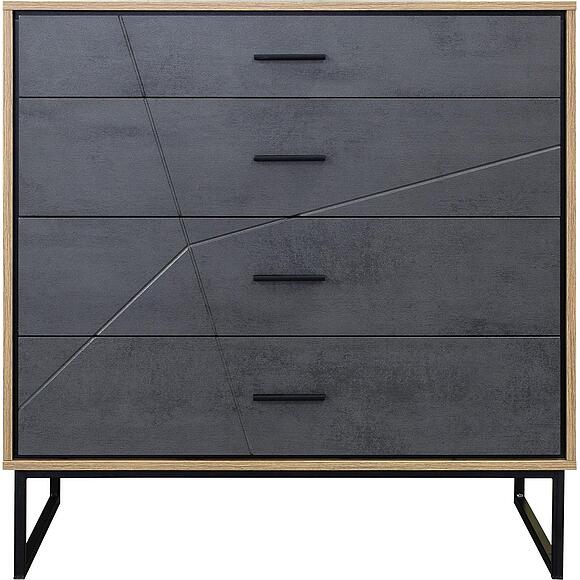 Комод «Лайн» П6.619.1.11 (П620.11), Цвет: Камень серый/Дуб вотан/Чёрный