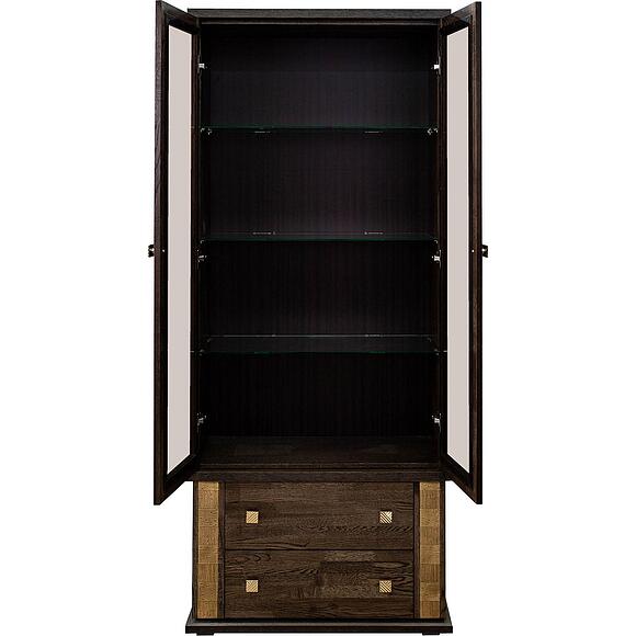 Шкаф с витриной «Тунис» П6.343.0.22 (П343.22Ш), Основной материал: ДСП+шпон, Цвет: Венге c золочением