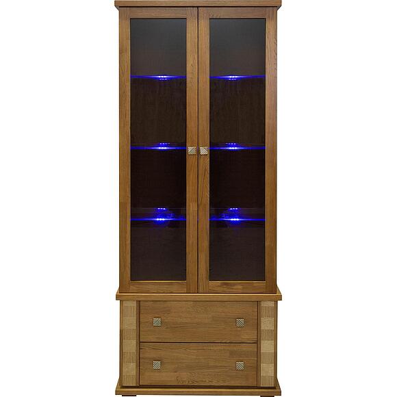 Шкаф с витриной «Тунис» П6.343.0.22 (П343.22Ш), Основной материал: ДСП+шпон, Цвет: Медовый с золочением