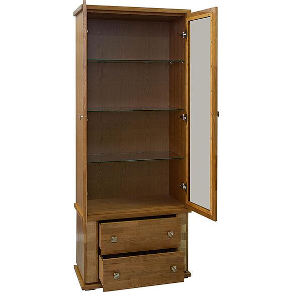 Шкаф с витриной «Тунис» П6.343.0.22 (П343.22Ш), Основной материал: ДСП+шпон, Цвет: Медовый с золочением