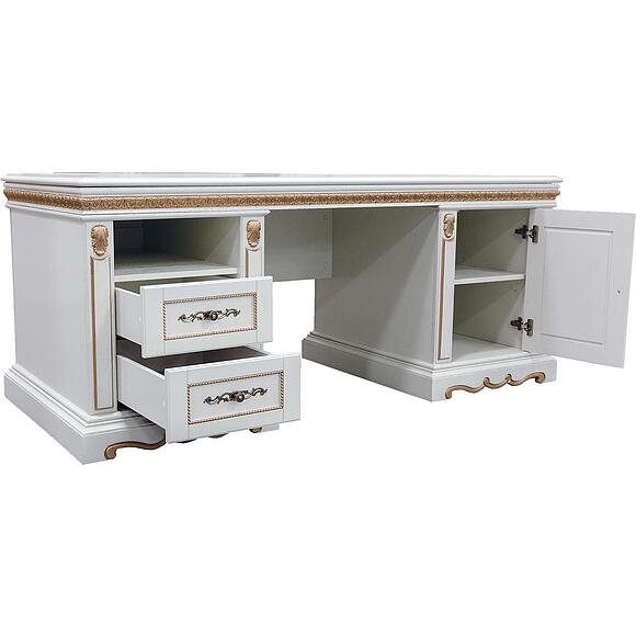 Стол «Милана 2П» П4.265.2.02(396.02), Основной материал: массив дуба, Цвет: Слоновая кость с золочением