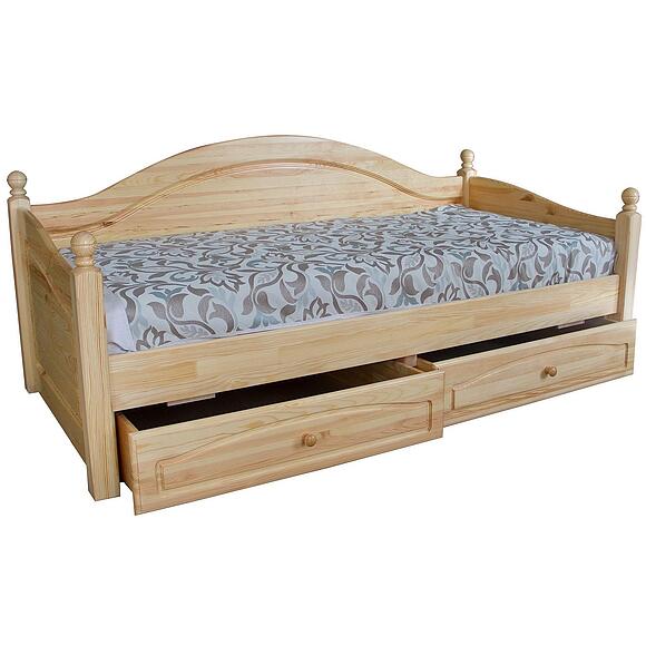 Кровать 1-09 «Лотос» БМ2.701.1.40(2186), Основной материал: массив сосны, Цвет: Сосна натуральная, Спальное место: 2000х900 мм, Размер: 2103х1010х894