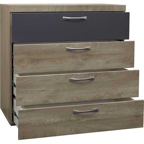 Комод «Амаранти» П571.02, Цвет: Дуб тобакко синхро + Шагрень графит