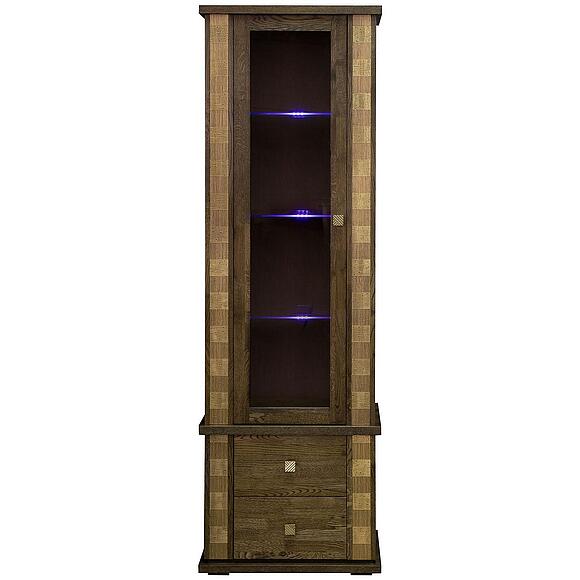 Шкаф с витриной «Тунис» П6.343.0.19-01 (П343.19Ш), Основной материал: массив дуба, Цвет: Венге c золочением