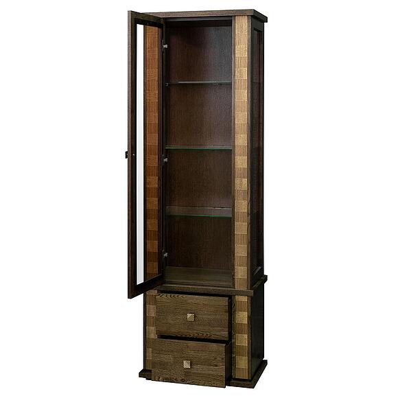 Шкаф с витриной «Тунис» П6.343.0.19-01 (П343.19Ш), Основной материал: массив дуба, Цвет: Венге c золочением